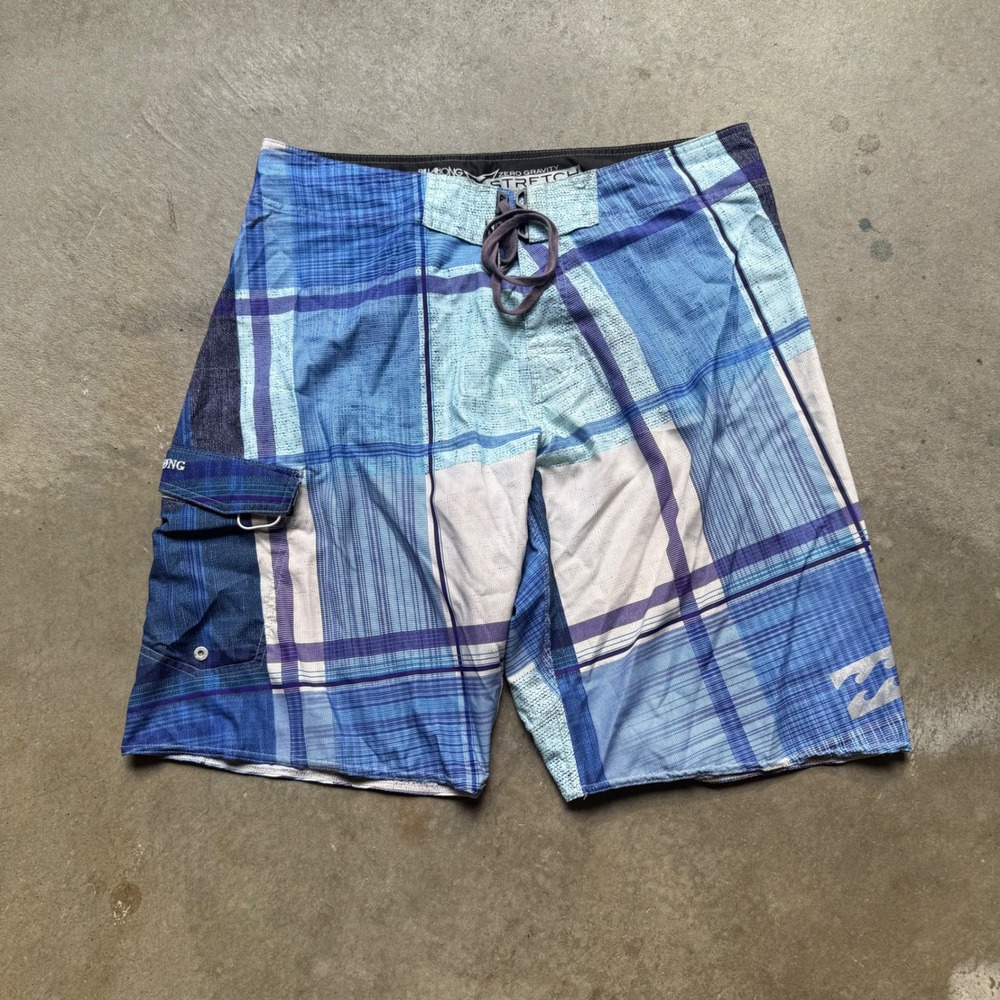Billabong Zero Gravity Stretch Board Shorts Mens 36 Blue Plaid